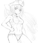  1girl character_request hand_on_hip hat kasuga_yukihito long_hair sketch small_breasts solo swimsuit tankini zipper 