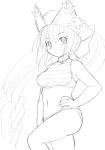  1girl character_request hand_on_hip hat kasuga_yukihito long_hair navel sketch small_breasts solo swimsuit tankini 