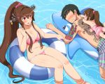  1boy 2girls artist_self-insert beard bikini black_hair blush brown_hair child faceless faceless_male facial_hair father_and_daughter flower ganesha hair_flower hair_ornament inflatable_whale innertube jewelry kantai_collection ko-yamato long_hair mother_and_daughter multiple_girls open_mouth pink_bikini pink_eyes ponytail pool ring shin&#039;en_(gyokuro_company) short_hair side-tie_bikini swim_trunks swimsuit tattoo very_long_hair water wedding_ring yamato_(kantai_collection) 