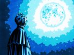  1boy from_behind full_moon jack_frost_(rise_of_the_guardians) limbothelost marker_(medium) monochrome moon night rise_of_the_guardians short_hair solo surreal traditional_media 