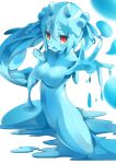  1girl breasts goo_girl highres long_hair monster_girl nasubi_(fian0202) nude original red_eyes slime solo 