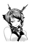  1girl bare_shoulders breasts headband headgear highres kantai_collection large_breasts light_smile looking_at_viewer monochrome mutsu_(kantai_collection) portrait ranpu_(kariudo) short_hair simple_background sketch solo tsurime white_background 