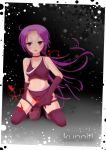  1girl absurdres highres long_hair mu-. ninja original panties purple_hair purple_legwear red_panties solo underwear violet_eyes 