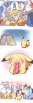  :3 altaria azuma_minatsu bamboo blush closed_eyes frown hair_ornament highres jirachi latias latios linoone minun night no_humans open_mouth pikachu plusle pokemon pokemon_(creature) sky smile swampert tanabata tanzaku third_eye translation_request 