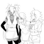  3girls akimichi_chouchou breasts cleavage dark_skin glasses highres long_hair monochrome multiple_girls naruto noeunjung93 older sketch uchiha_sarada uzumaki_himawari 