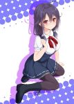  alternate_costume boots low_twintails note_(aoiro_clip) pantyhose purple_hair red_eyes school_uniform taigei_(kantai_collection) twintails 