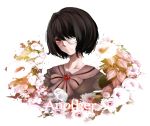  another black_hair da_mi eyepatch flower high_resolution misaki_mei red_eyes ribbon short_hair smile 