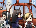  6+girls :d akashi_(kantai_collection) aoba_(kantai_collection) ashigara_(kantai_collection) black_hair blonde_hair bowtie brown_hair clenched_hand closed_eyes dated gloves hairband hamu_koutarou haruna_(kantai_collection) kantai_collection long_hair maikaze_(kantai_collection) multiple_girls ooyodo_(kantai_collection) open_mouth pantyhose ponytail smile sparkle translated 