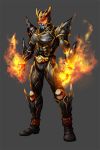  1boy armor fire kamen_rider kamen_rider_kuuga kamen_rider_kuuga_(series) male muscle red_eyes solo 