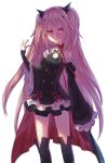  boots dress fang hair_ornament hairpin happy high_resolution krul_tepes long_hair owari_no_seraph pink_hair pointed_ears red_eyes ribbon saige199 twintails very_high_resolution 