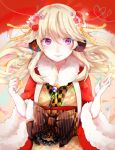  blonde blush flower horns kimono long_hair smile violet_eyes wafuku wanakazu 