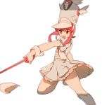  1girl anpolly baton boots dress hat jakuzure_nonon kill_la_kill payot pink_eyes pink_hair shako_cap smile solo uniform wrist_cuffs 