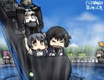  &gt;_&lt; 5girls :o aircraft_carrier_water_oni aoba_(kantai_collection) arare_(kantai_collection) arms_up balloon black_hair brown_eyes dated grey_hair haguro_(kantai_collection) hair_ornament hamu_koutarou hat hat_removed headwear_removed jun&#039;you_(kantai_collection) kantai_collection multiple_girls orange_eyes pink_hair roller_coaster shaded_face shinkaisei-kan translated wavy_mouth white_hair 