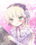  blonde blush crying flower gosick green_eyes headdress long_hair ribbon victorique_de_blois yoshizoe_eiko 