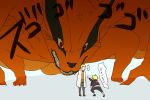  3:2_aspect_ratio anger_vein blonde father_and_son fox kurama_(naruto) monster naruto naruto_gaiden o96ap red_eyes speech_bubble spiky_hair uzumaki_boruto uzumaki_naruto whiskers 