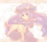  1girl chestnut_mouth hazuki_ruu long_hair open_coat patchouli_knowledge simple_background tagme touhou 