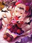  animal bed blonde blush curly_hair dress drink flower gloves happy long_hair pointed_ears twintails wings yapo yellow_eyes 