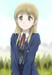  1girl blonde_hair grey_eyes highres kem_kem long_hair school_uniform smile solo ushio_to_tora 