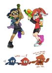  1girl bike_shorts crossover english fangs inkling open_mouth pointy_ears splatoon tentacle_hair the_last_of_us wong_ying_chee 
