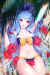  bikini blue_hair breasts cleavage flower heather37 high_resolution swimsuit 