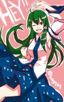 female green_hair high_resolution kochiya_sanae long_hair pixiv_id_1024475 skirt solo touhou wink