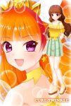  amanogawa_kirara blush brown_hair cure_twinkle dress go!_princess_precure hairband happy long_hair orange_hair twintails violet_eyes 