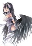  1girl albedo black_hair gloves horns keid long_hair overlord_(maruyama) solo white_gloves wings yellow_eyes 