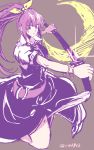  female high_resolution holding_weapon long_hair moon pixiv_id_1024475 ponytail purple_hair solo sword touhou violet_eyes watatsuki_no_yorihime weapon 