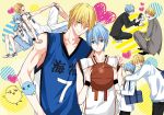  2boys animal arm_around_shoulder back-to-back ball basketball_ball basketball_uniform basketball_uniform_(kaijou_high) basketball_uniform_(seirin_high) basketball_uniform_(teikou_middle_school) bird blonde blue_hair dog duo holding_hands kise_ryouta kuroko_no_basket kuroko_tetsuya little_bird male multiple_boys one_eye_closed pixiv_id_2058839 school_uniform school_uniform_(kaijou_high) school_uniform_(seirin_high) school_uniform_(teikou_middle_school) short_hair sportswear tetsuya_no.2 uniform wink yaoi 