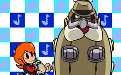  1boy 1girl big_band blue_eyes bow captainkirb cyborg dress extra_eyes eye_socket fedora gloves hat mechanical_arms microphone minna_no_rhythm_tengoku parody peacock_(skullgirls) red_eyes rhythm_tengoku short_hair skullgirls smile white_gloves 