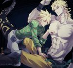  2boys ankai_(rappelzankai) blonde_hair claws diego_brando dio_brando gloves jojo_no_kimyou_na_bouken multiple_boys red_eyes scary_monsters_(stand) stand_(jojo) steel_ball_run tail 