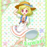  1:1_aspect_ratio blonde blush braid dress happy hat high_resolution midorikaze_fuwari pink_eyes pri_para short_hair takoyaki_girl 