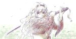  1girl hairband haru_(primavera) holding_weapon idolmaster japanese_clothes katana kimono long_hair sash shijou_takane sketch solo sword weapon 