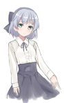  1girl alternate_costume bow green_eyes hair_bow looking_at_viewer sanya_v_litvyak short_hair silver_hair simple_background sketch solo strike_witches takenaka_koudai virgin_killer_outfit white_background 