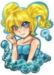  blonde blue_dress blue_outfit bubachan333 bubble bubbles_(ppg) dress female high_resolution light_background looking_at_viewer powerpuff_girls simple_background solo twintails white_background 