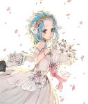  blue_hair blush brown_eyes crying dress fairy_tail flower gloves hairband levy_mcgarden potential_duplicate ribbon rusky short_hair smile wedding 