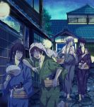  4boys black_hair brown_hair closed_eyes gintama high_ponytail high_resolution joui katsura_kotarou kiichi_go kimono ko_elizabeth_print long_hair male multiple_boys night night_sky open_mouth ponytail quartet sakamoto_tatsuma sakata_gintoki short_hair sky smile takasugi_shinsuke towel towel_on_head towel_on_shoulders traditional_clothes wafuku white_hair yukata 