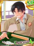  1boy angel_beats! black_hair board_game fujimaki_(angel_beats!) mahjong mahjong_tile misaki_juri school_uniform short_hair table tenbou 