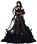  black_eyes black_hair breasts chain cleavage dress dungeon_and_fighter iron_ball large_breasts long_hair 