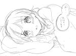  1boy blush inazuma_eleven inazuma_eleven_(series) looking_at_viewer lying male_focus miyasaka_ryou monochrome on_side open_mouth sketch solo tomo_(sjim) under_covers white_background 