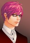  blue_eyes jounetsunoakai looking_at_viewer male glasses original pink_hair short_hair solo 