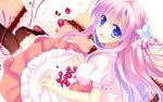  1girl apron blue_eyes happy highres long_hair motomiya_mitsuki original pink_hair thigh-highs wallpaper 