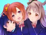  3girls 4:3_aspect_ratio blue_eyes female friends kousaka_honoka lipstick long_hair love_live!_school_idol_project makeup minami_kotori multiple_girls orange_hair pixiv_id_12844293 png_conversion side_ponytail sonoda_umi trio 