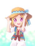  aoihito blonde dress happy hat midorikaze_fuwari pink_eyes pri_para ribbon short_hair 