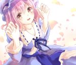  dress happy hat kashiwagi_chisame pink_hair red_eyes saigyouji_yuyuko short_hair touhou 