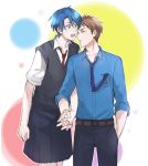  blue_hair brown_hair couple green_eyes holding_hands hori_masayuki kashima_yuu monthly_girls&#039;_nozaki-kun school_uniform short_hair surprised wara_(waraable) 