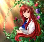  devil_bun erza_scarlet fairy_tail flower long_hair red_eyes redhead ribbon smile 