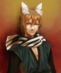  1boy animal_ears fire_emblem fire_emblem_if fox_ears nishiki_(fire_emblem_if) orange_eyes orange_hair ouse_(otussger) scarf solo 