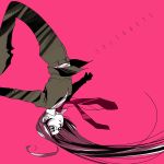  1:1_aspect_ratio artist_name black_hair female hellsing long_hair pink_background rip_van_winkle simple_background text toshimichi_yukari upside-down 