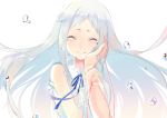  ^_^ anohana:_the_flower_we_saw_that_day closed_eyes crying honma_meiko long_hair moochirin ribbon smile white_hair 